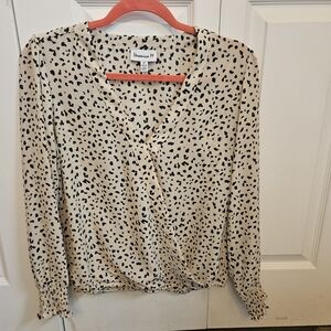 Veronica M Cream and Black Print Blouse